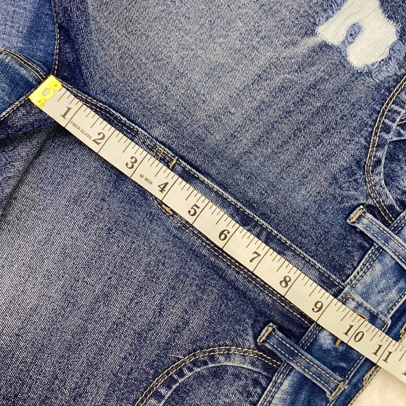 Jean distressed blue stretch shorts - Picture 7 of 16